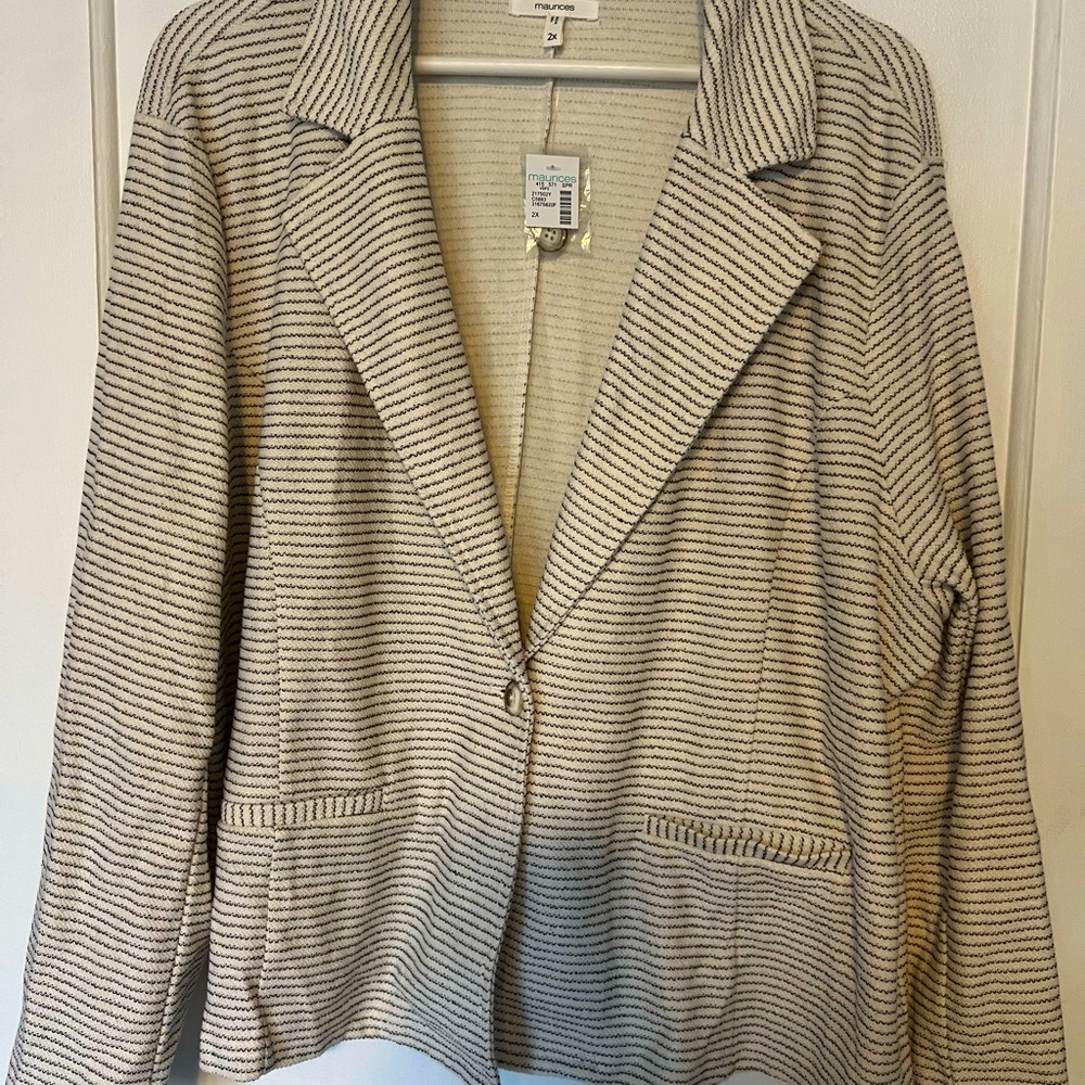 Maurices 2x Plus Blazer - Striped and Lightweight